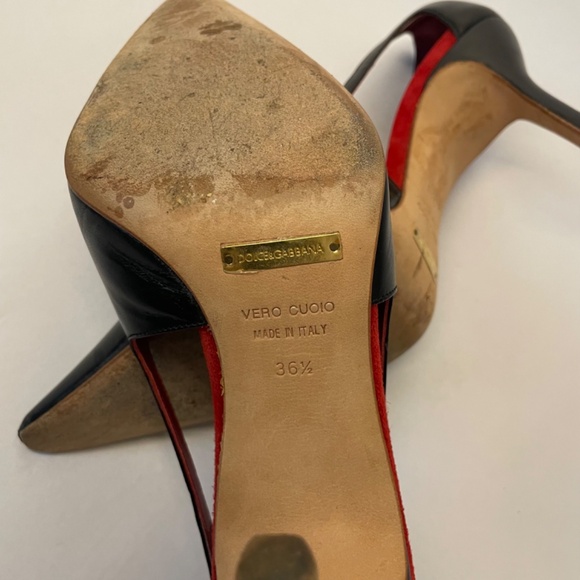 Dolce & Gabbana Black + White Leather Pointed Pumps, Size 36.5 Heels (US 6 ) - Picture 8 of 8